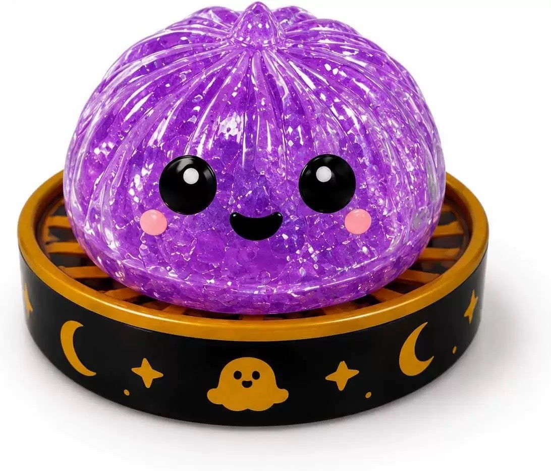 The Latest Hit: Halloween-themed Realistic Bun-shaped Squishy Stress-relief Toy with Slow Rebound and Flashing Lights
